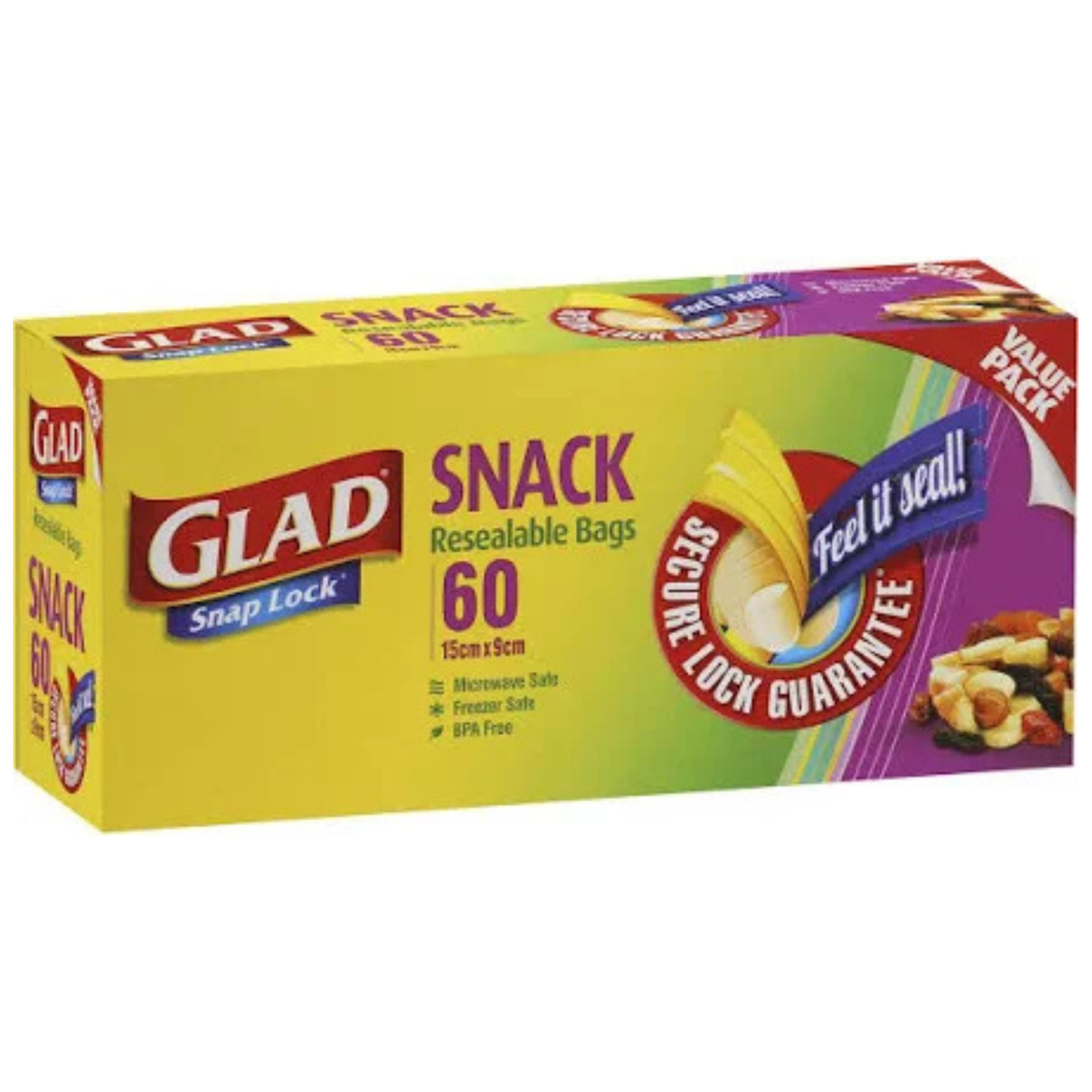 Glad Snaplock Snack Bags 60pk