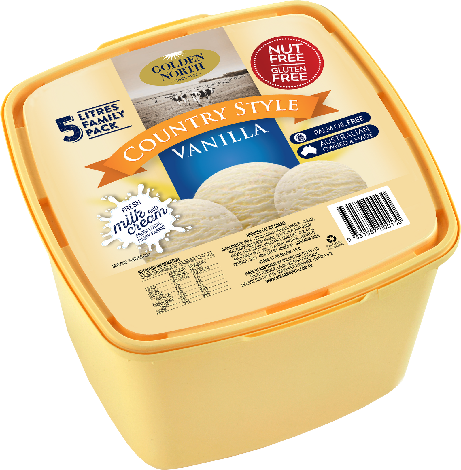 Golden North Ice Cream Country Style Vanilla 5 l