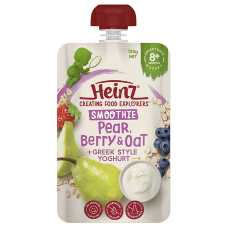 Heinz Smoothie Pear, Berry, Oat, Greek Yoghurt Baby Food 8+ M 120g