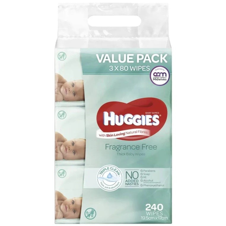 Huggies Baby Wipes Unscented Bundle x 3pk