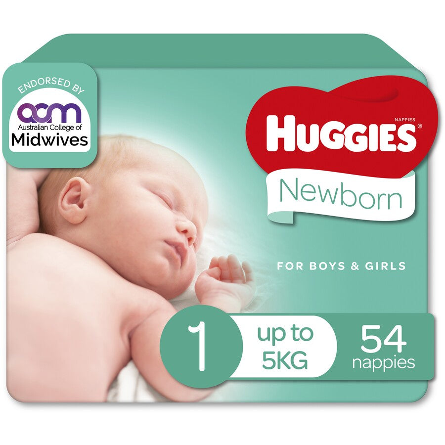 Huggies Newborn Nappies Size 1 (up To 5kg) 54 Pack