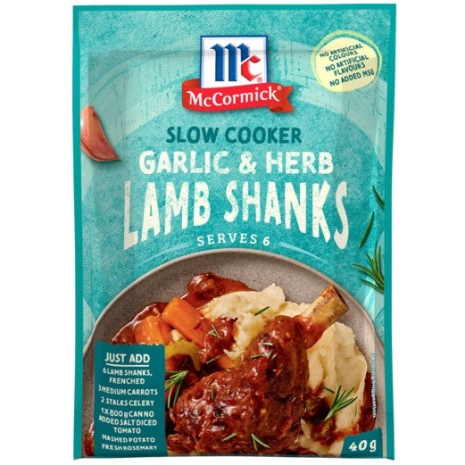 McCormick Slow Cookers - Garlic & Herb Lamb Shanks 40g