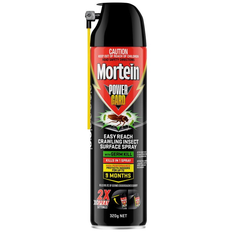 Mortein PowerGard Crawling Insect Killer Easy Reach With Germ Kill 320g