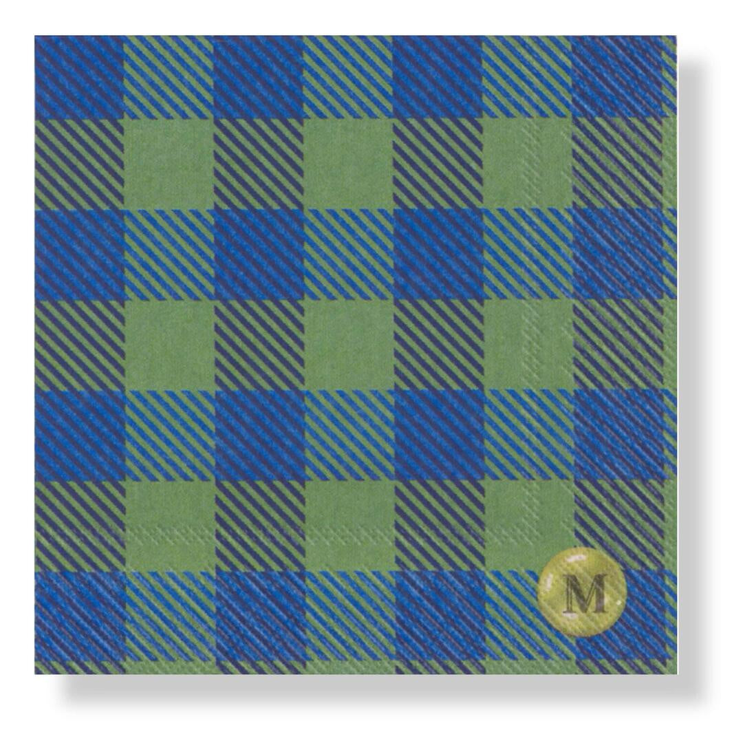 Candy Gingham Blue Cocktail Napkin