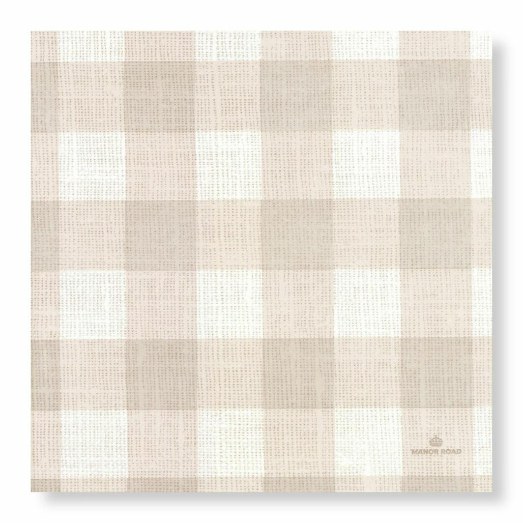 Gingham Linen Natural Dinner Napkin