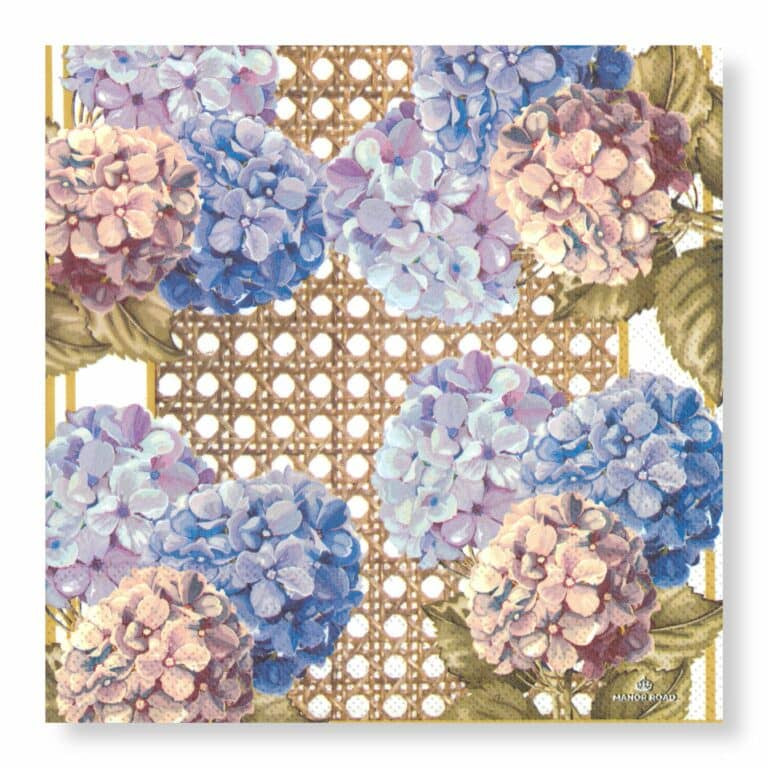 Hydrangea & Rattan Cocktail Napkin