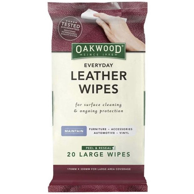 Oakwood Leather Wipes Extra Large & Thick 20 wipes