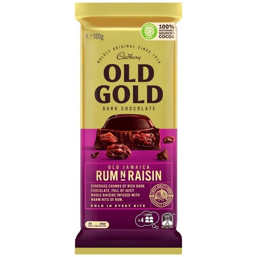 Cadbury Old Gold Chocolate Block Rum n Raisin 180g