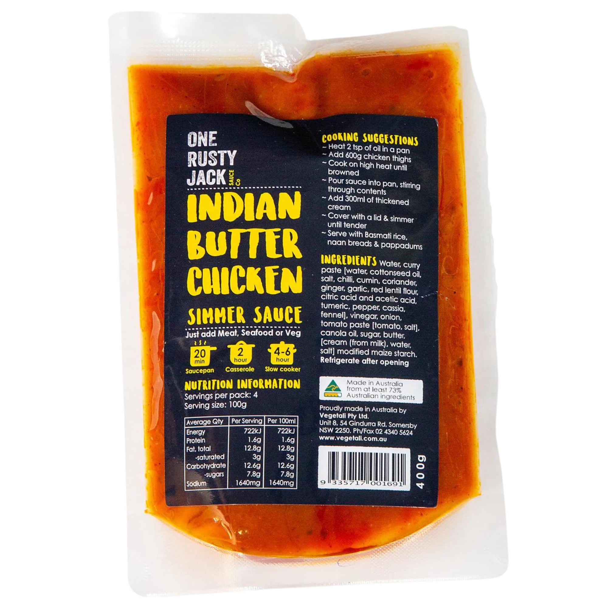 One Rusty Jack Indian Butter Chicken Simmer Sauce 400g