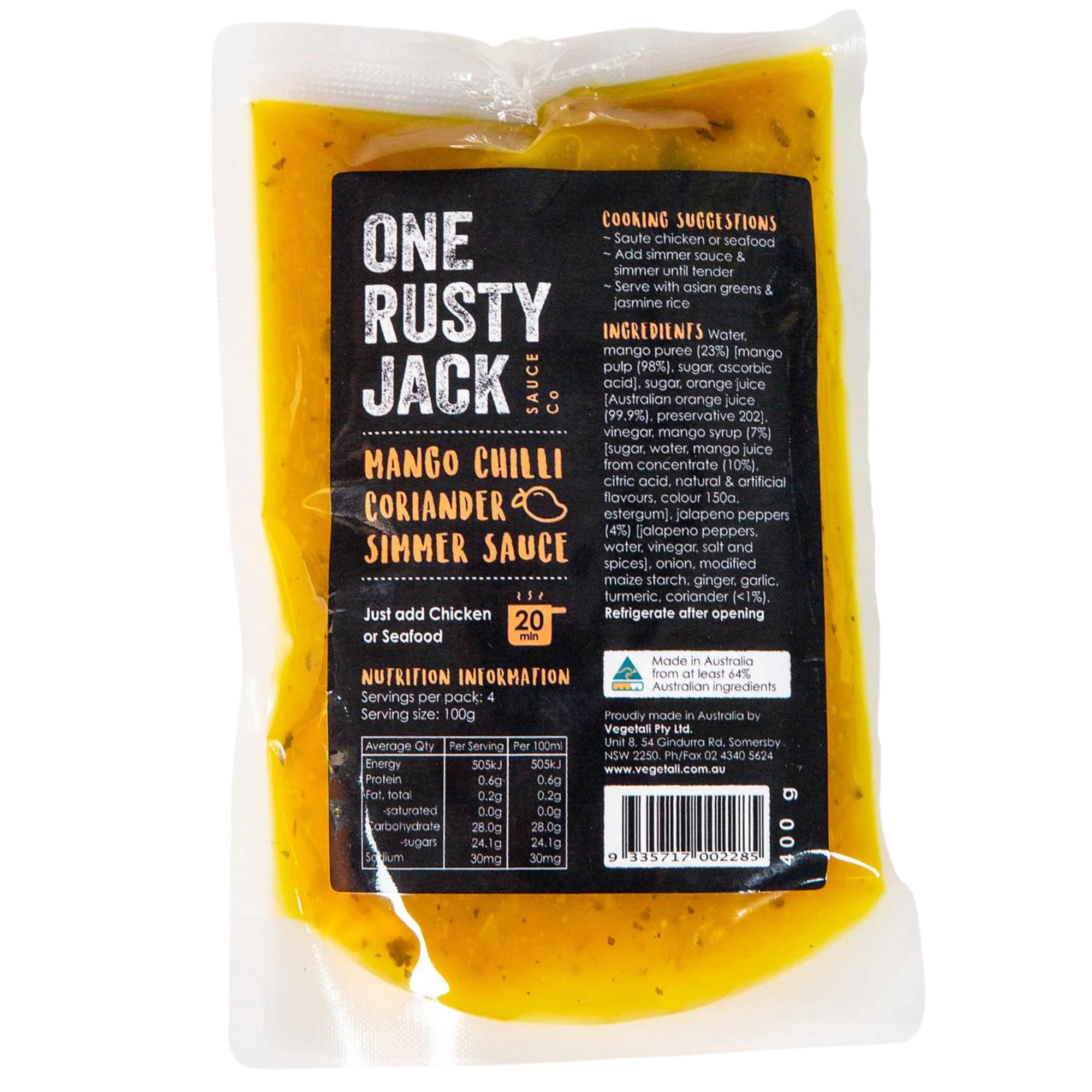 One Rusty Jack Mango Chilli Coriander Simmer Sauce 400g