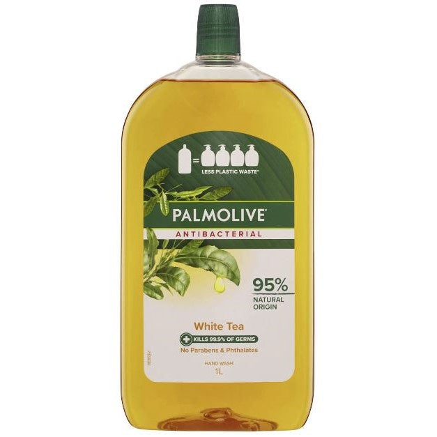 Palmolive Antibacterial Liquid Hand Wash Soap White Tea Refill 1l