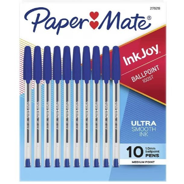 Papermate Inkjoy 100ST Ballpoint Pen Blue 10pk