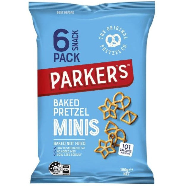 Parker's Baked Pretzels Minis 6pk 150g