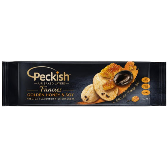 Peckish Fancies Rice Crackers Golden Honey & Soy 90g