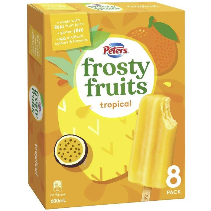 Peters Frosty Fruits Tropical Ice Blocks 8pk 600ml