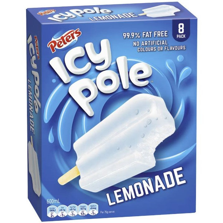 Peters Icy Pole Lemonade 8pk 600ml