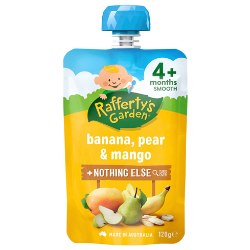 Rafferty's Garden Banana Pear & Mango Baby Food Puree Pouch 4+ Months 120g