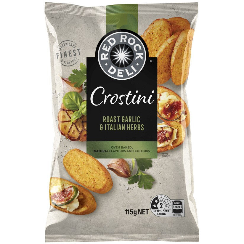Red Rock Deli Crostini Crackers  Italian Herbs 115g