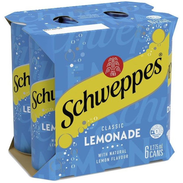 Schweppes Lemonade Cans 275ml x 6Pk