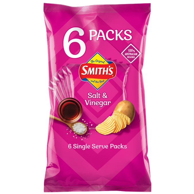 Smiths Single Share Packs Salt & Vinegar 6pk