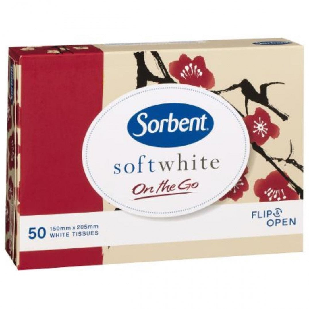 Sorbent Facial Tissues White On The Go 50ea