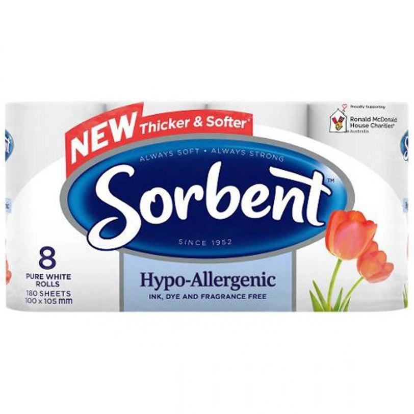 Sorbent Toilet Tissue Hypo-Allergenic 8Pk