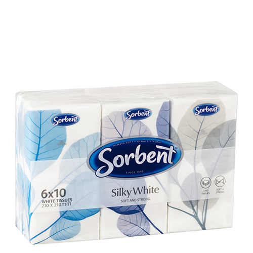 Sorbent facial tissues 4 ply Pocket Packs 6ea