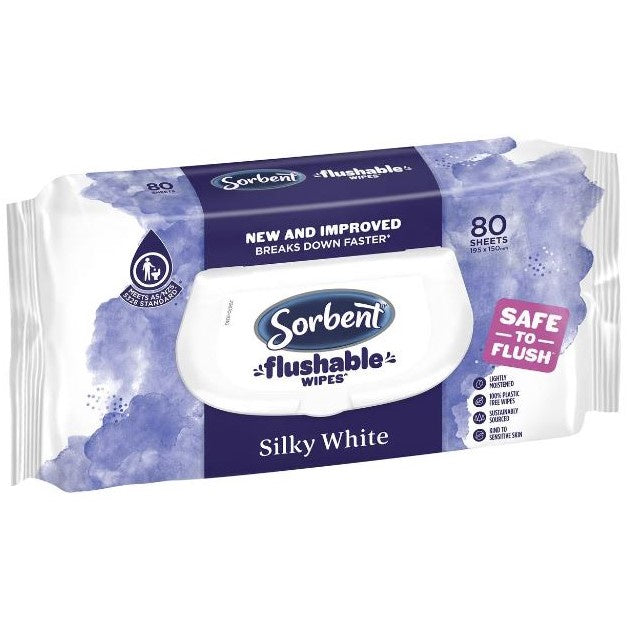 Sorbent Personal Wipes Flushable  Clean and Fresh  80 pack
