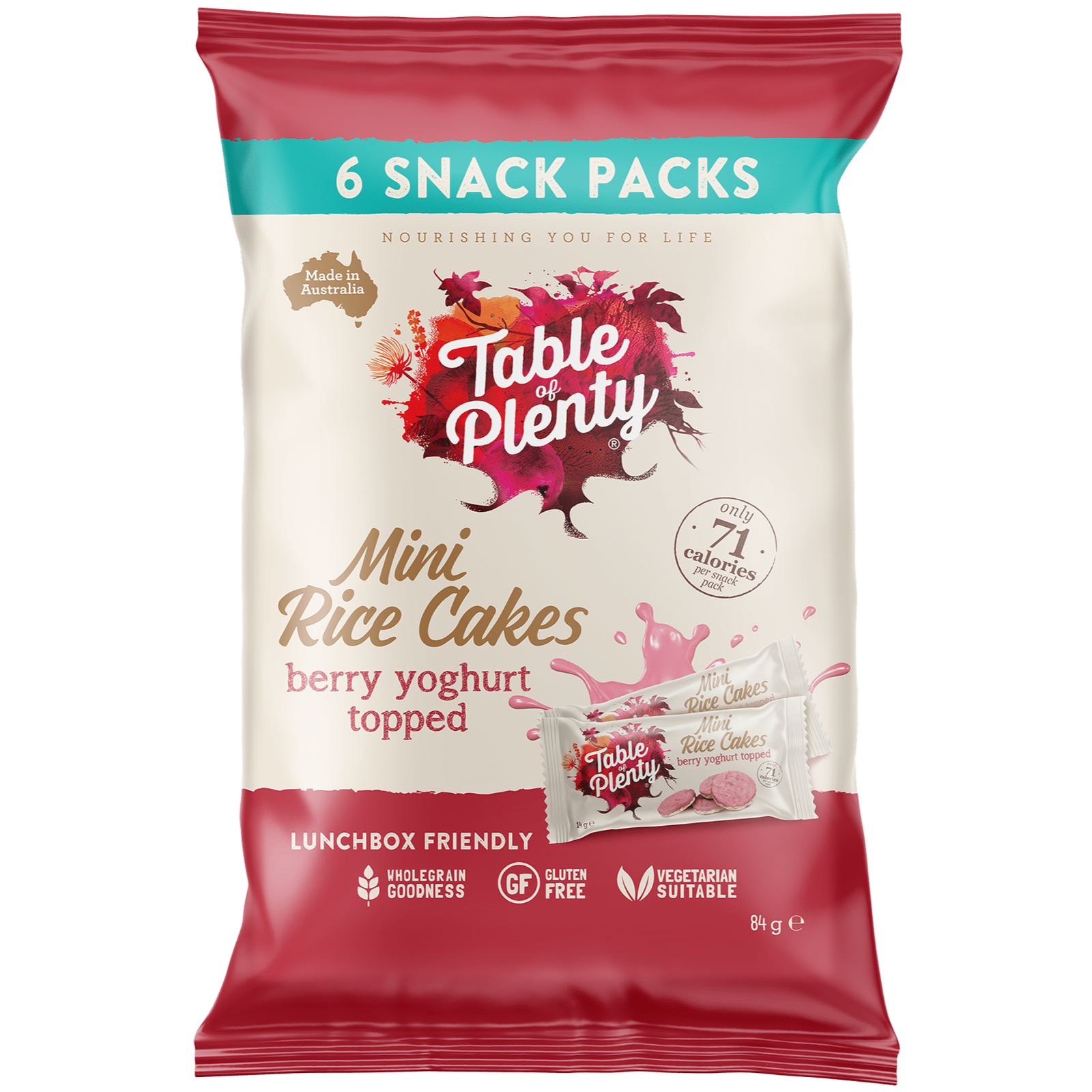 Table of Plenty Mini Berry Yoghurt Topped Rice  Cakes  6pk 84g