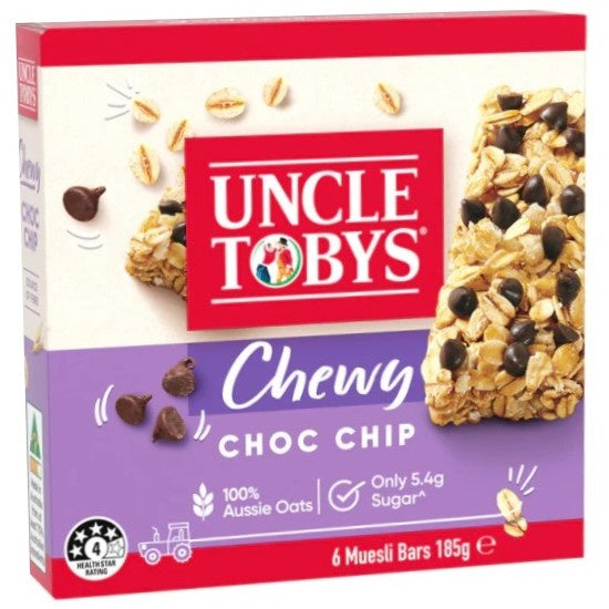 Uncle Tobys Chewy Choc Chip Muesli Bar 6pk 185g