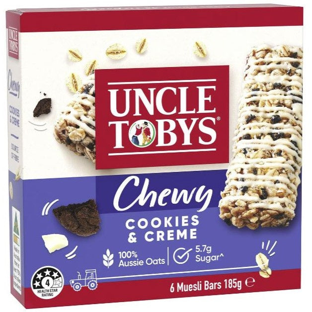 Uncle Tobys Cookies & Creme Muesli Bar 6pk  185g