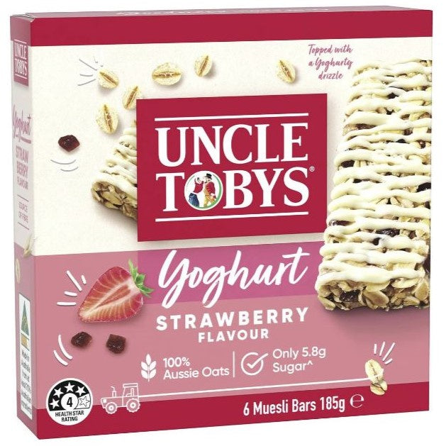 Uncle Tobys Muesli Bars Yoghurt Strawberry 6pk 185g