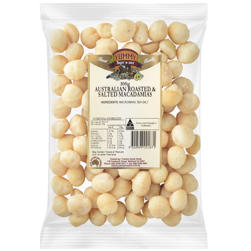 Yummy Snack Foods Roasted & Salted Macadamias 300g