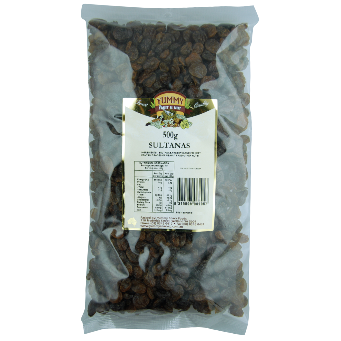 Yummy Snack Foods Sultanas Dried 500g