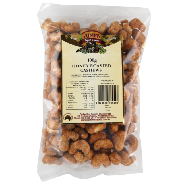 Yummy Snack Foods Cashews Honey Roasted 400g