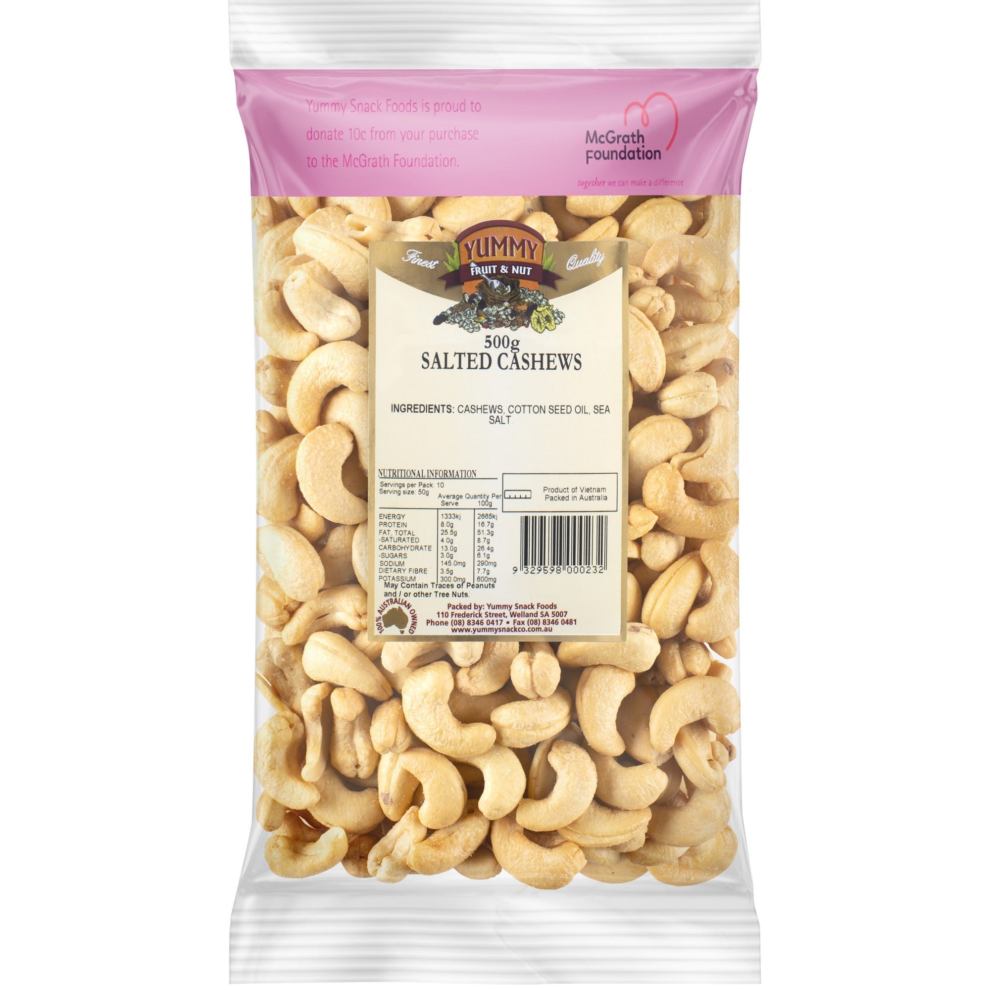 Yummy Snack Foods Salted Cashews 500g