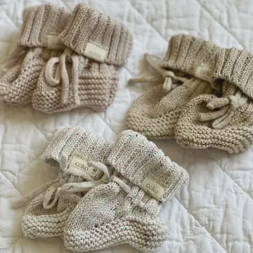 Organic Cotton Booties Biscuit Fleck 0-3m