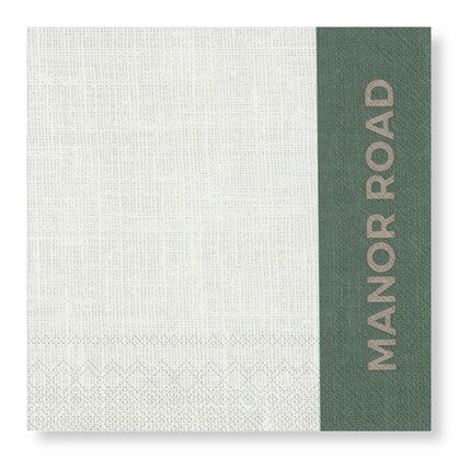 Linen Colourblock Green Cocktail Napkin