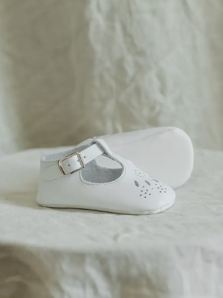 Soft Soled T-Strap - White