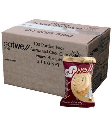 Eatwell Fancy Anzac & Choc Chip Biscuits 21g 2 Pce 100 Pack