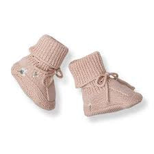 Saga Knit Booties Althea Flower on Mellow Rose