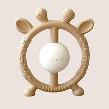 Giraffe Teether & Rattle Food-Grade Silicone Toy (Taupe)