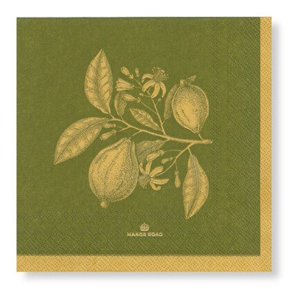 Lemon Green/Gold Cocktail Napkin