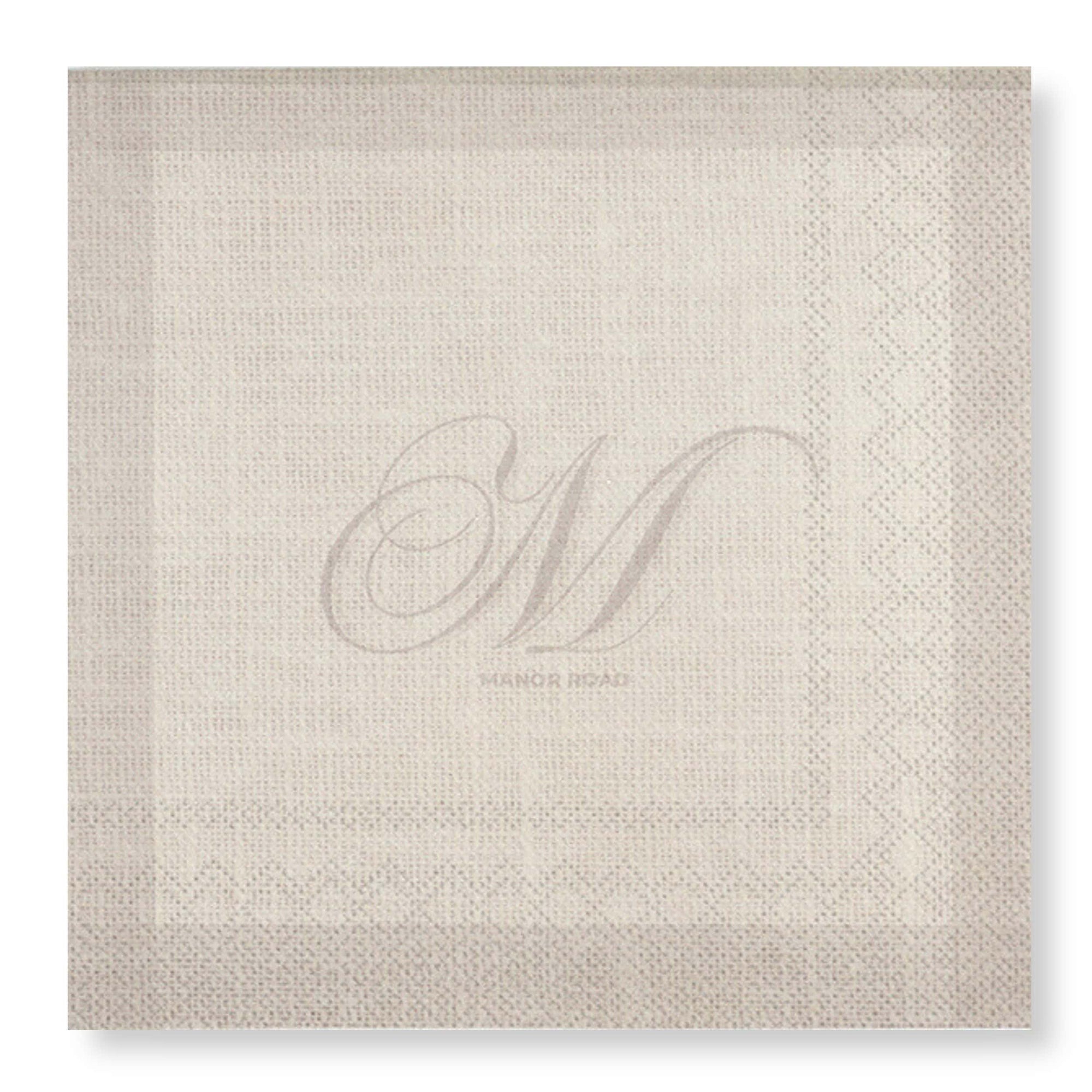 Linen Monogram Beige Dinner Napkin