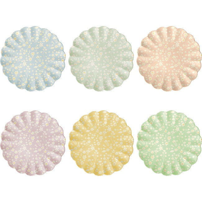 Floral Reusable Bamboo Large Plates (Pack of 6 in 6 colors)