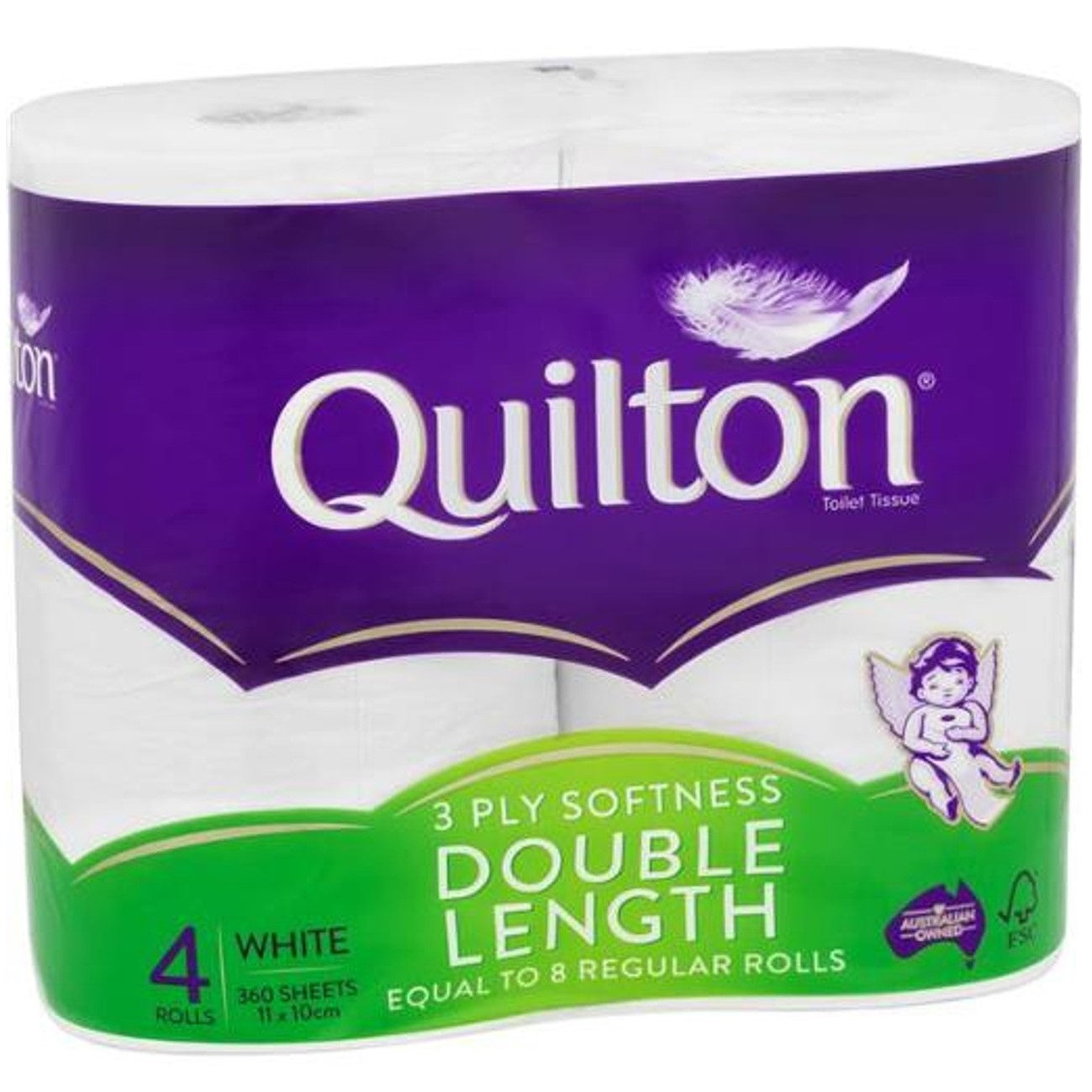 Quilton 3ply 4pk Double Length Toilet Tissue