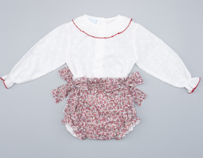 313 Red Floral Bow Bloomers & Shirt Set 6m