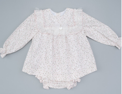 622 Powder Pink Floral Dress & Bloomers Set 9m