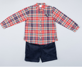 294 Tartan Shirt & Navy Shorts Set 2yr