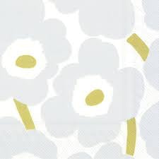 Unikko White Silver Lunch Napkin